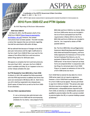 2010 Form 5500-EZ Draft