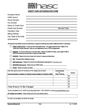 Credit Card Authorization Form