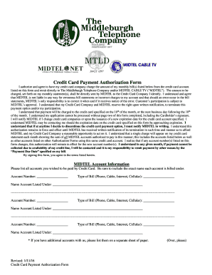 Credit Card Payment Authorization Form