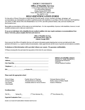 Emory University Disability Services Self-Identification Form