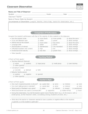 Classroom Observation Form QC5