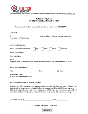 Credit Card Authorization Form