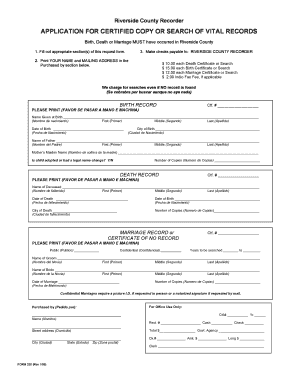 Riverside County Vital Records Application