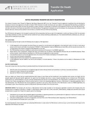 Transfer on Death Registration Form