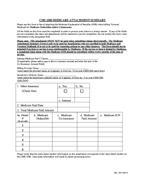 CMS 1500 Medicare Attachment Summary