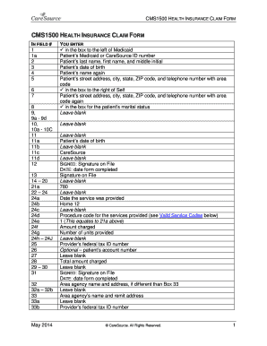CMS1500 Health Insurance Claim Form