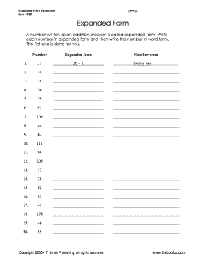 Expanded Form Worksheet