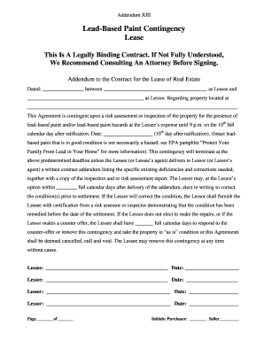 Lead-Based Paint Contingency Lease Addendum