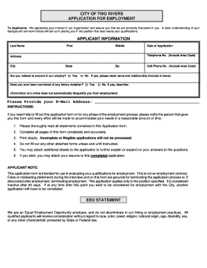 City of Two Rivers Employment Application