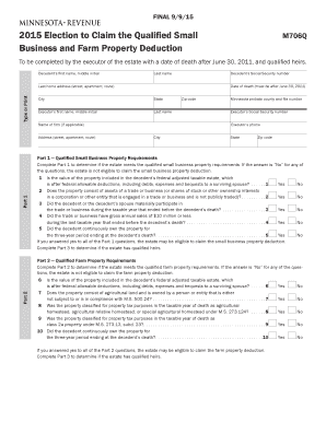 Minnesota Small Business and Farm Property Deduction Form