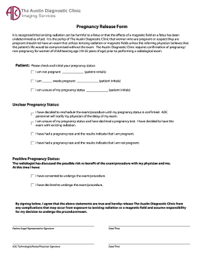 Pregnancy Release Form