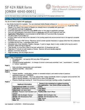 SF 424 R&R Form