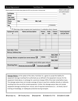 Rental Agreement for Equipment