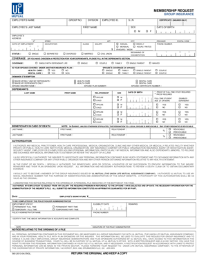Group Insurance Membership Request Form