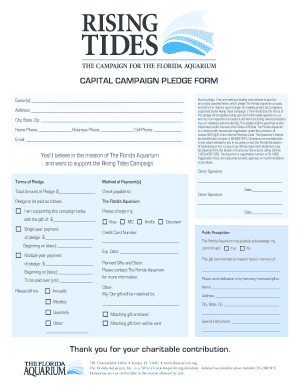 Florida Aquarium Capital Campaign Pledge Form