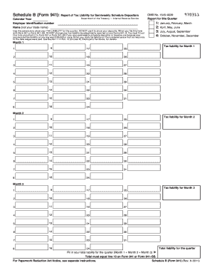 Schedule B (Form 941) - Tax Liability Report