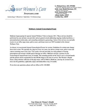 Medicare Annual Gynecological Exam Form