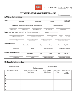 Estate Planning Questionnaire
