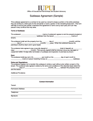 Sublease Agreement Template