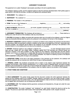 Sublease Agreement