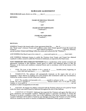 Missouri Sublease Agreement
