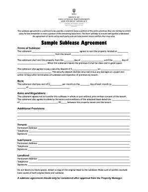 Sample Sublease Agreement - Indiana University