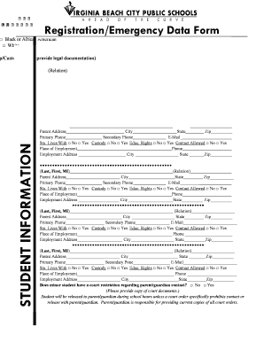 Student Registration and Emergency Data Form