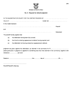 Request for Default Judgment