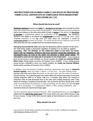 Florida Family Law Certificate of Compliance