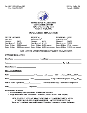 Dog License Application