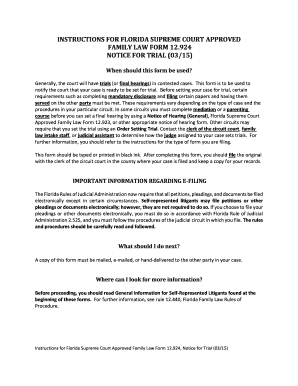 Instrucciones para el Formulario de Derecho de Familia del Tribunal Supremo de Florida Aprobado 12.924