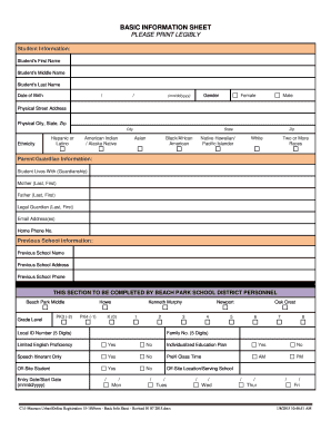 Student Basic Information Sheet