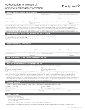 Authorization for Release of Personal and Health Information