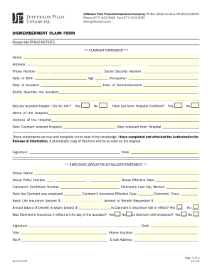 Dismemberment Claim Form