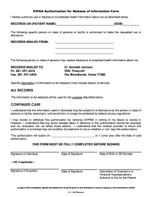 HIPAA Authorization for Release of Information