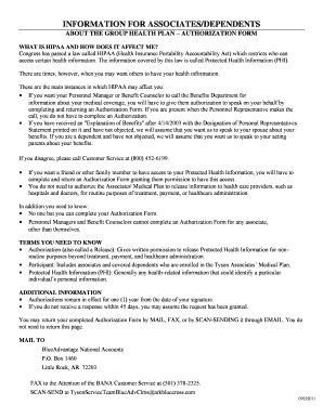 Group Health Plan Authorization Form