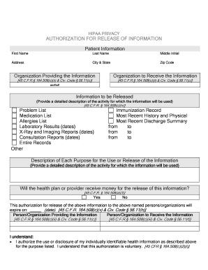 HIPAA Privacy Authorization Form