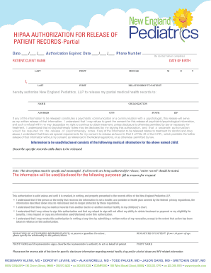 HIPAA Authorization for Release of Patient Records