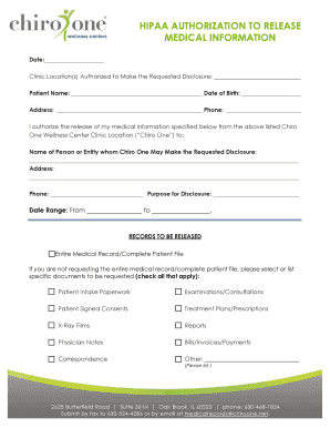 HIPAA Authorization to Release Medical Information