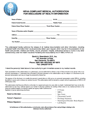 HIPAA Medical Authorization Form