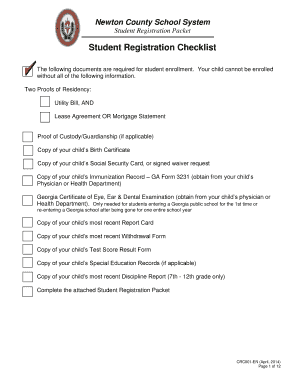 Newton County School System Student Registration Packet