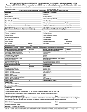 Application for Public Defender or Court-Appointed Counsel