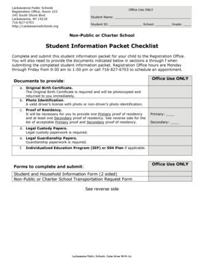 Lackawanna Public Schools Student Registration Form