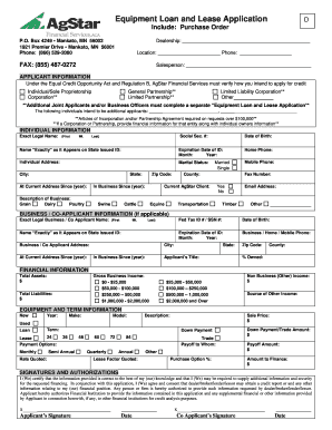 Equipment Loan and Lease Application