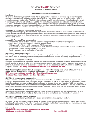 University of South Carolina Immunization Form