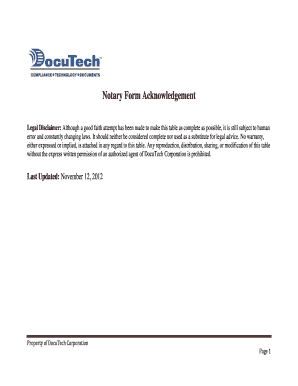 Notary Form Acknowledgement