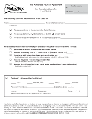Pre-Authorized Payment Agreement