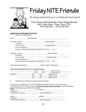 Application for Respite Services