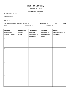 Team SMART Goal Data Analysis Worksheet