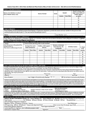 Free and Reduced Price School Meals Application